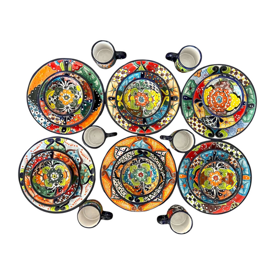 Talavera Dinnerware Set | 26-Piece Vibrant Floral Mexican Dishware