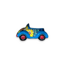 Colorful Hand-Painted Talavera Car Planter | Small Ceramic Car Statue blue hand-painted Talavera ceramic car planter with floral patterns