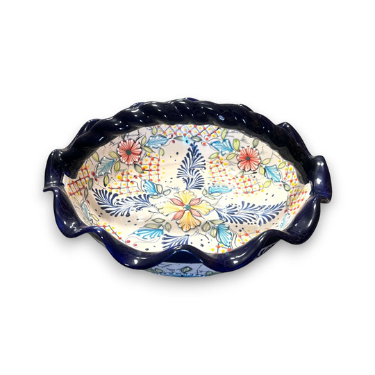 Talavera Fruit Basket | Colorful Hand-Painted Centerpiece showcasing hand-painted floral Talavera design from Guanajuato, lead-free glazed ceramic centerpiece