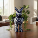 Large Talavera Donkey Planter | Blue and White Ceramic Burro Pot