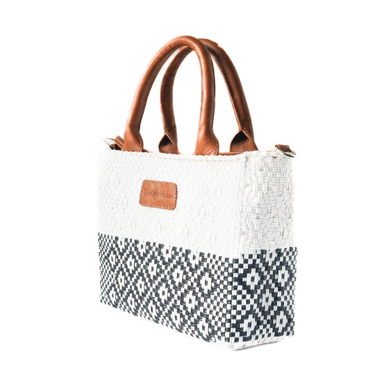 White Small Woven Crossbody Bag