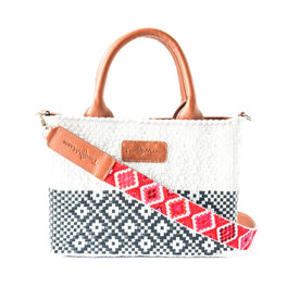 White Small Woven Crossbody Bag