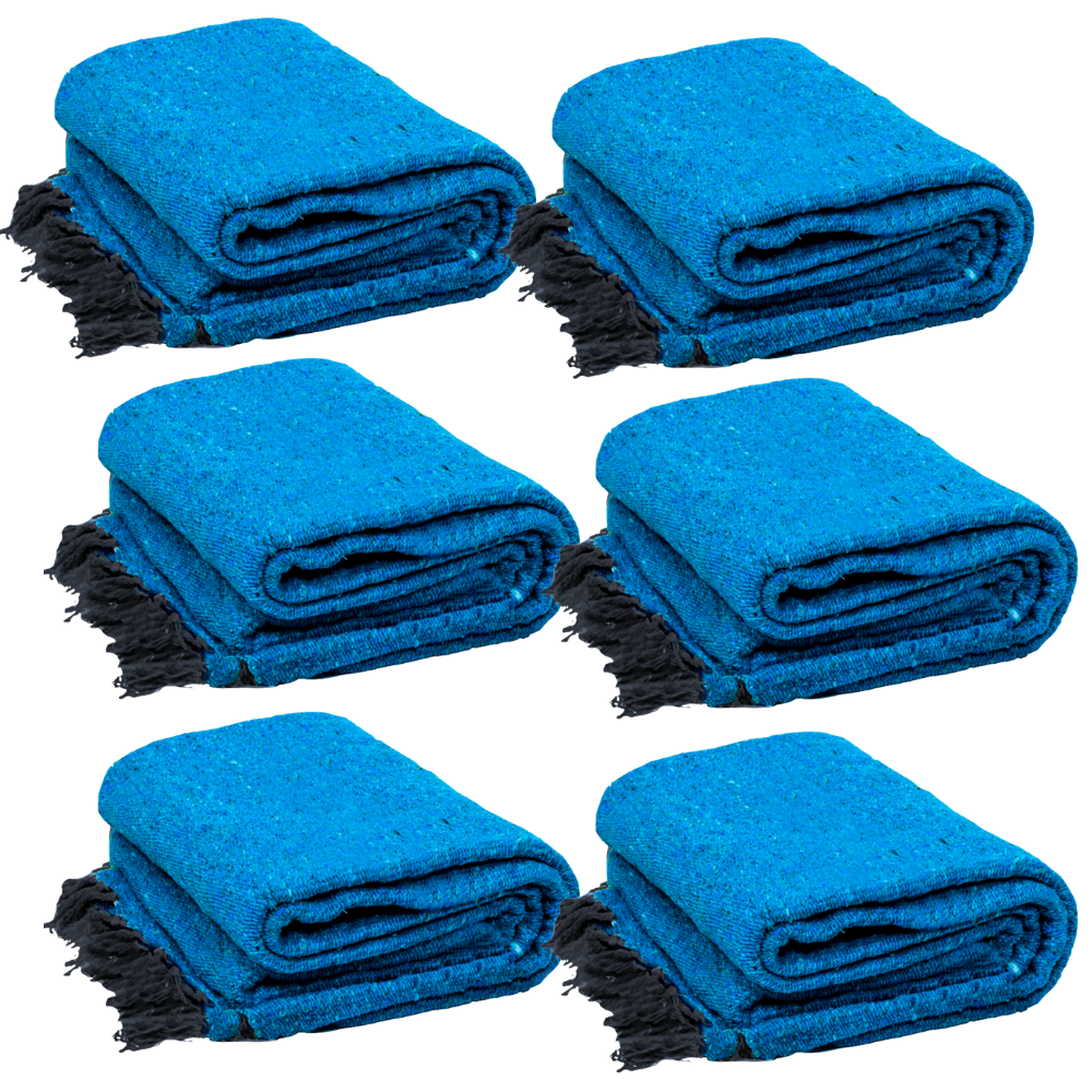 Solid Aqua Blue Mexican Blanket