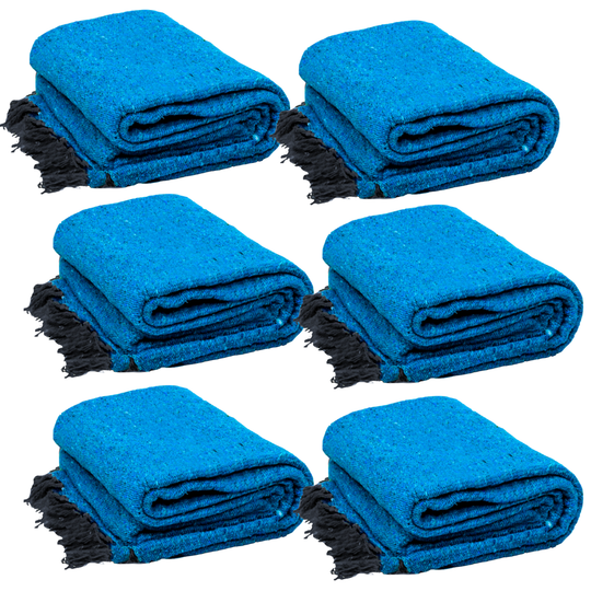 Solid Aqua Blue Mexican Blanket