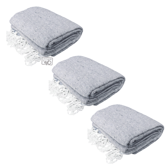 Solid Grey Mexican Blanket