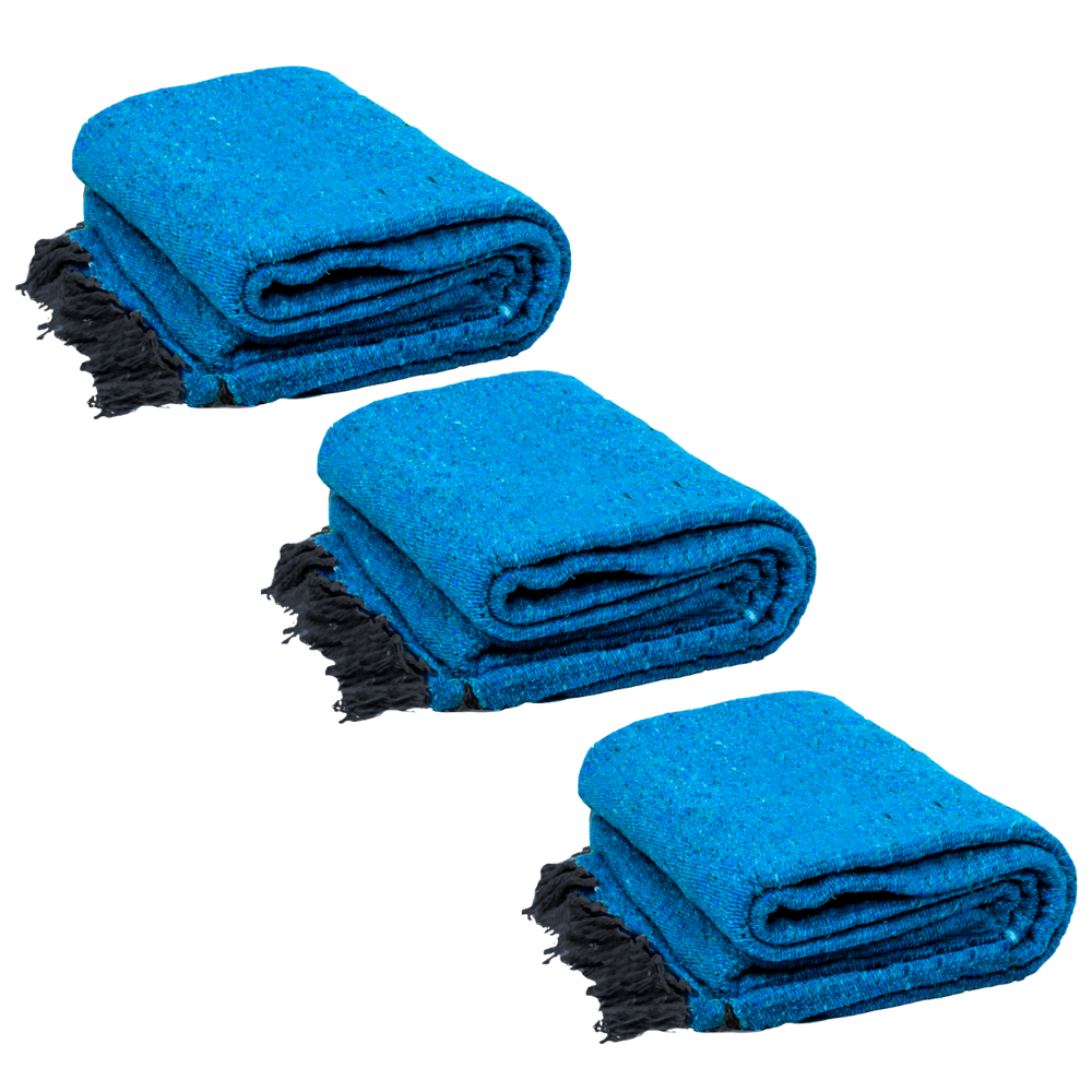 Solid Aqua Blue Mexican Blanket
