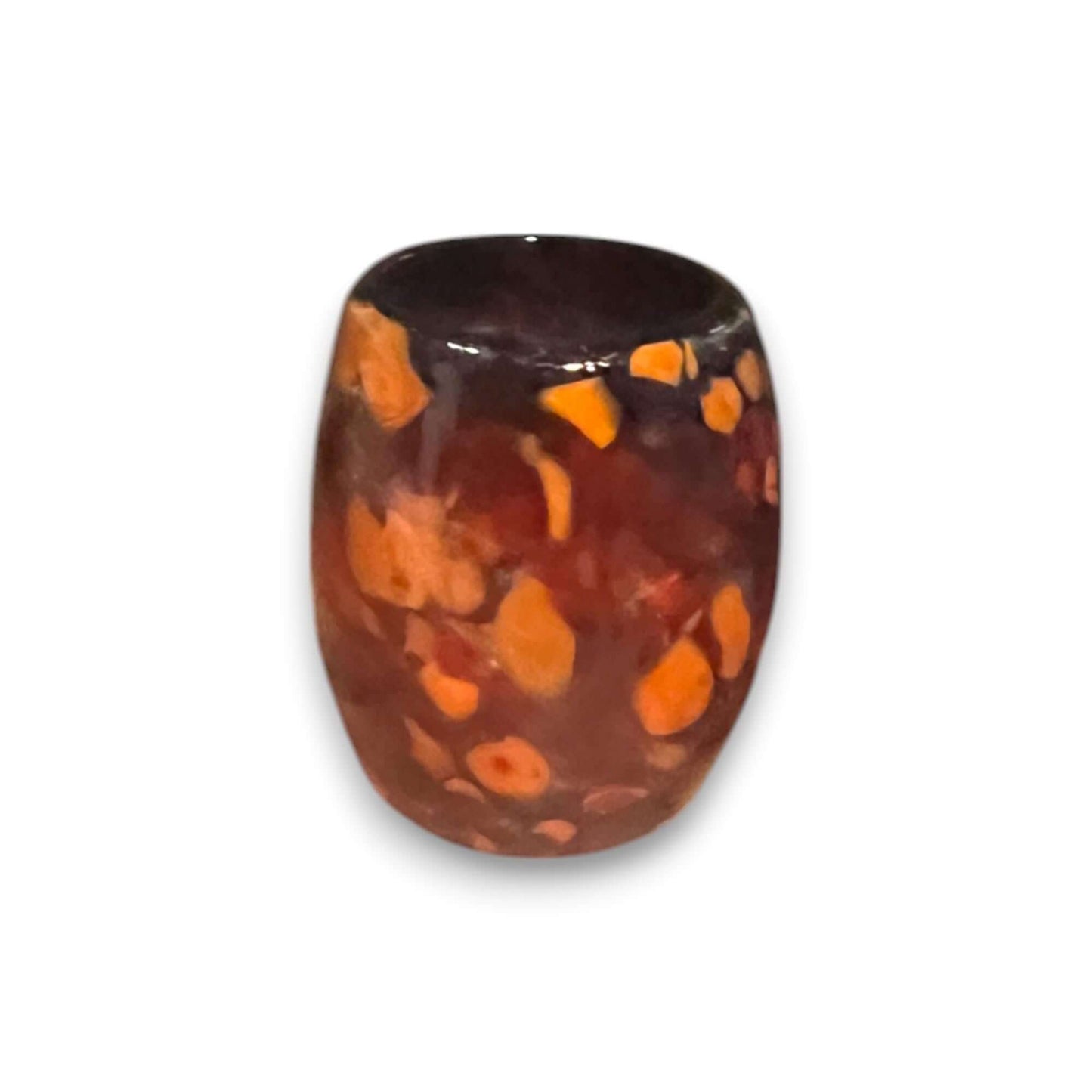 Mexican Artisan Shot Glass | Handmade Lava Design Ceramic - hand-blown lead-free glass with warm orange lava pattern, Guanajuato craftsmanship
