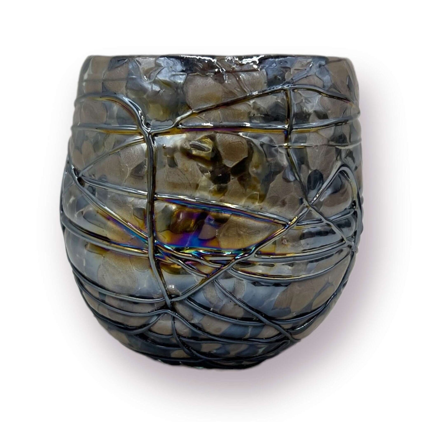 Mexican Stemless Wine Glass | Mocha Mix Design hand-blown lead-free glass with artisan swirl pattern from Guanajuato, rustic mocha tones