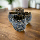 Mexican Stemless Wine Glass | Mocha Mix Design - hand-blown lead-free glass set of four with textured mocha mix pattern, crafted in Guanajuato, Mexico