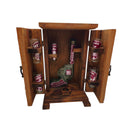 Open Mexican tequila decanter box with shot glasses on a white background