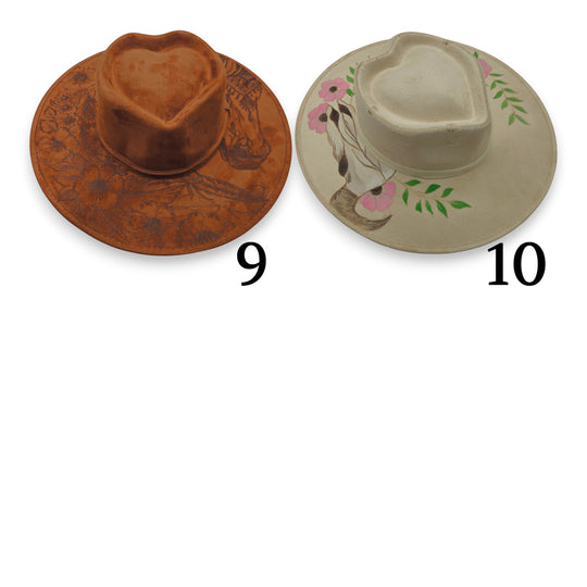 Mexican Suede Sombrero | Heart Crown Burned Design