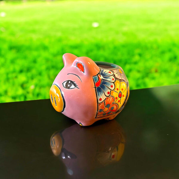 Vibrant Talavera Pig Planter - Handmade Ceramic