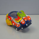 Mini Talavera Car Planter | Hand-Painted Mexican Figurine colorful hand-painted ceramic car planter with floral motifs