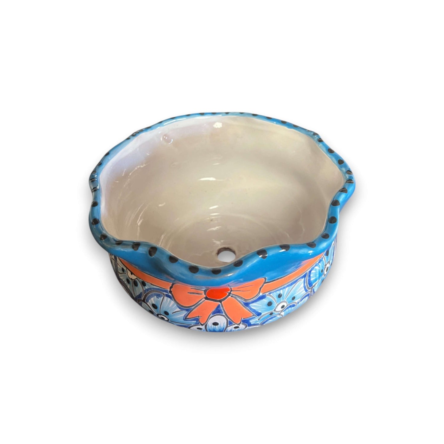 Mini Talavera Flower Pot – Wavy Rim Mexican Ceramic Planter