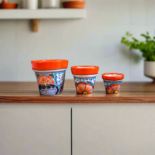 mini plant pot set Handmade Mini Talavera Flower Pots Set Of 3