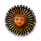 Mini Talavera Sun Wall Art | Handcrafted Mexican Decor - 9" hand-painted Talavera sun with bright orange face and black, red, yellow sunrays
