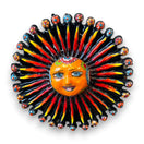 Mini Talavera Sun Wall Art | Handcrafted Mexican Decor - 9" bright orange hand-painted Talavera sun with black, red and yellow rays