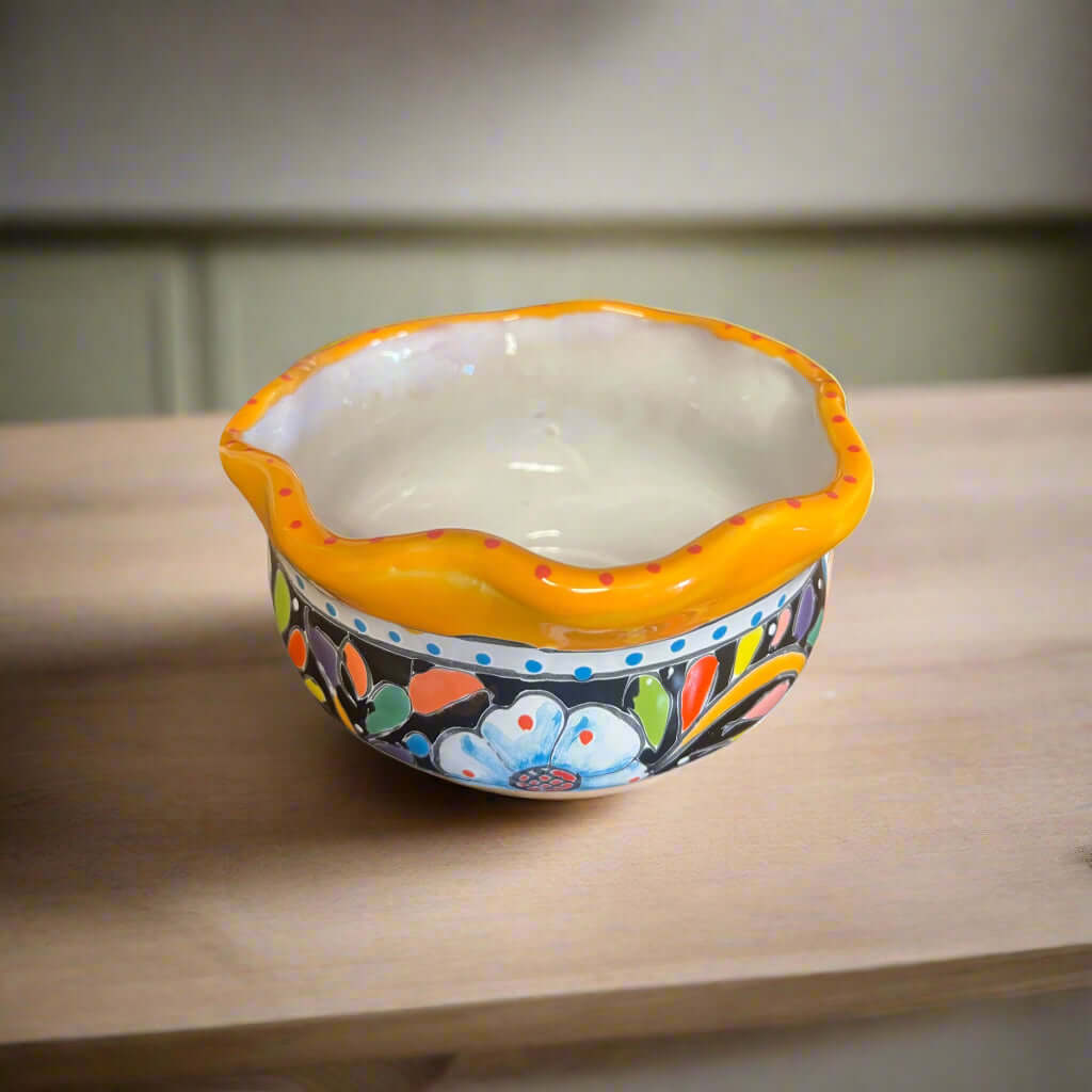 Mini Talavera Flower Pot – Wavy Rim Mexican Ceramic Planter