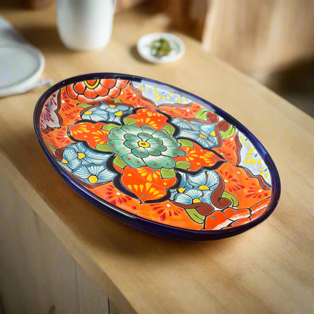 Oval Talavera Serving Platter – Colorful Mexican Pottery