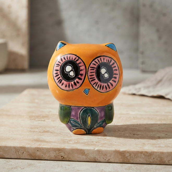 Owl Talavera Figurine - lifestyle product view 1