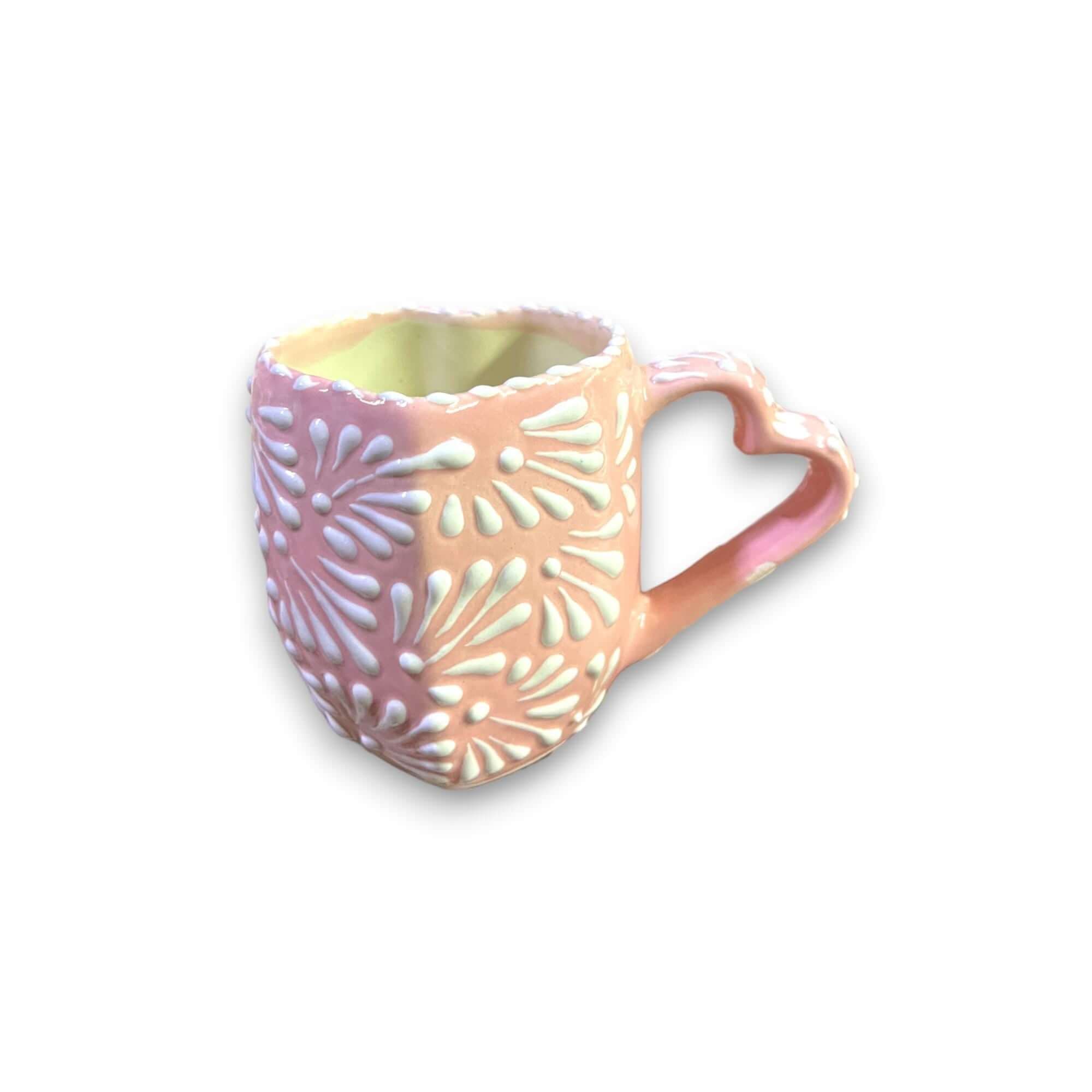 Pink Talavera Heart Mug Set | Hand-Painted Craft