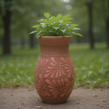 Pink Talavera Vase | Handmade Floral Pottery with plant