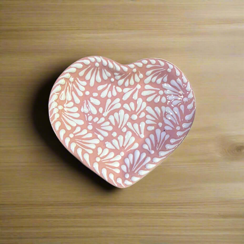 Pink Talavera Heart Mug Set | Hand-Painted Craft