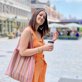 Poppy Woven Striped Tote | Hammock Bag - Mexico