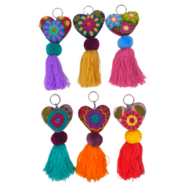 Rapture Embroidered Heart Love Handmade Key Chain | Zipper Pull - Mexico