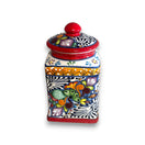 Red Talavera Canister Set | Hand-Painted Mexican Kitchen Jars - red floral hand-painted Talavera ceramic canister from Guanajuato, lead-free glaze