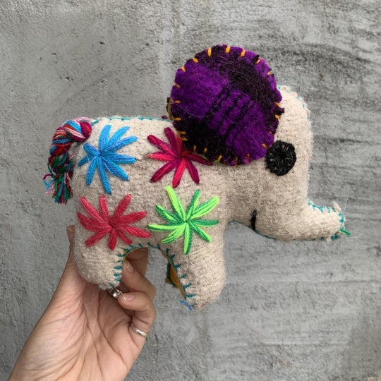 Ellie the Elephant: Repurposed Wool Boho Decor - Mexico