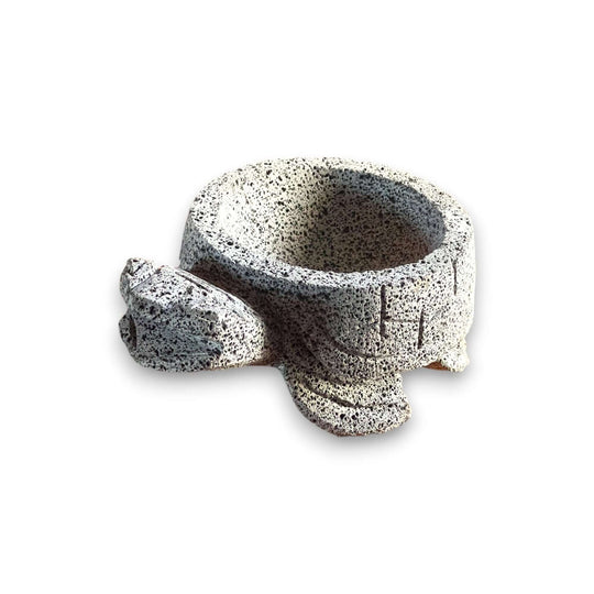 Sea Turtle Stone Mortar & Pestle | Handcrafted Molcajete handcrafted volcanic stone molcajete shaped like a turtle, textured gray finish