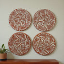 Set of 4 Brown & White Talavera Wall Plates | 10" Decorative Display - hand-painted brown & white floral swirl ceramic wall plates, set of four