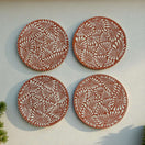 Set of 4 Brown & White Talavera Wall Plates | 11.5" Decorative  Plates - hand-painted brown and white floral Talavera wall display