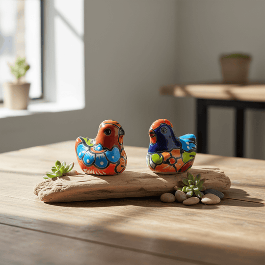Set of 2 Talavera Chicken Figurines - lifestyle product view 1
