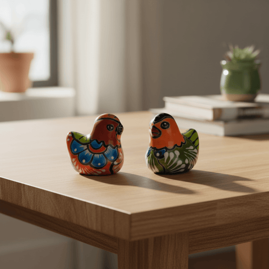 Set of 2 Talavera Chicken Figurines - lifestyle product view 2