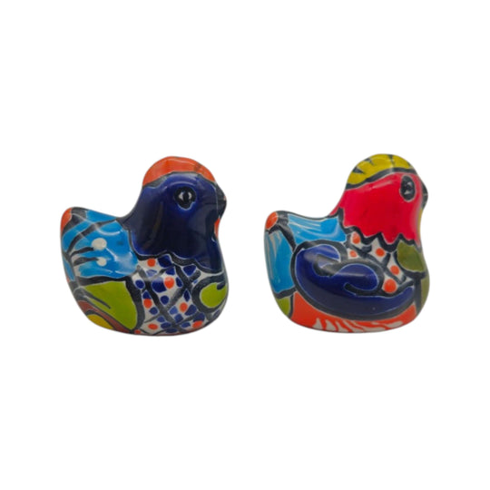 Set of 2 Talavera Chicken Figurines - white background product view 4