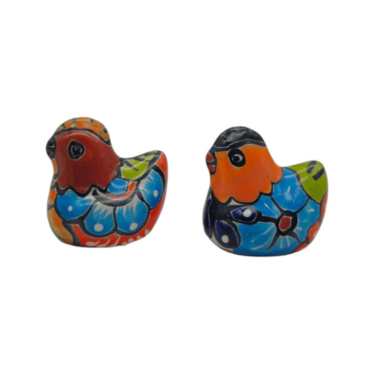 Set of 2 Talavera Chicken Figurines - white background product view 5