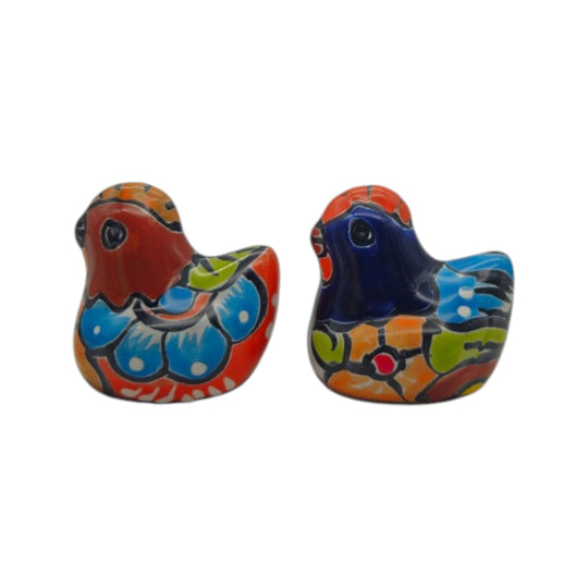 Set of 2 Talavera Chicken Figurines - white background product view 6