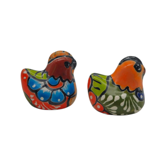 Set of 2 Talavera Chicken Figurines - white background product view 7