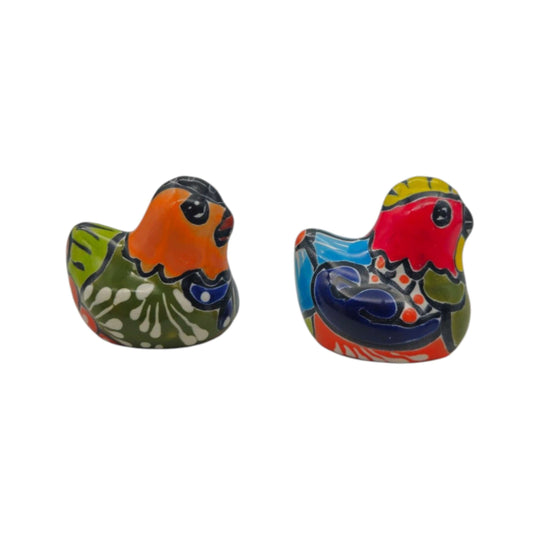 Set of 2 Talavera Chicken Figurines - white background product view 8