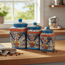 Set of 3 Light Blue Talavera Canister Set - lifestyle product view 1