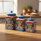 Set of 3 Light Blue Talavera Canister Set - lifestyle product view 2