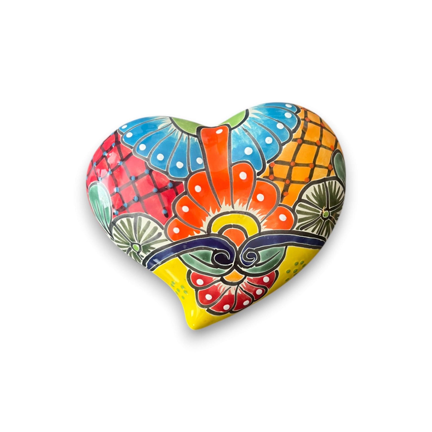 Set of 3 Talavera Heart Wall Hanging | Wall Art Decor - colorful hand-painted Talavera ceramic heart from Guanajuato, Mexico