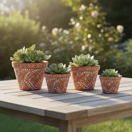 Set of 4 Talavera Flower Pots - lifestyle product view 1
