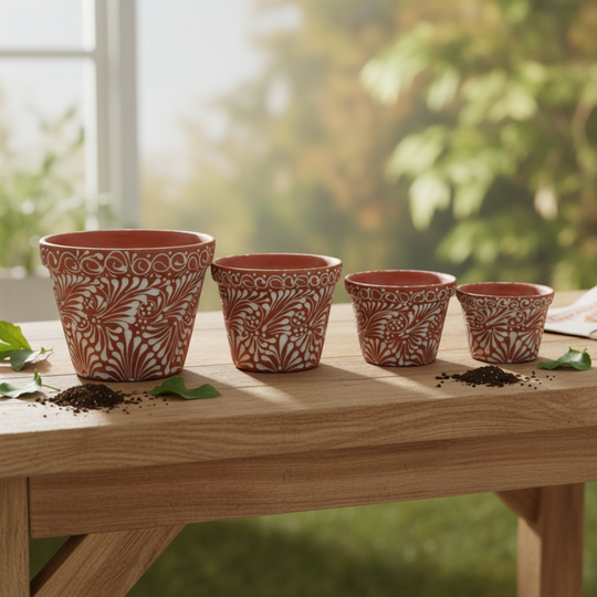 Set of 4 Talavera Flower Pots - lifestyle product view 2
