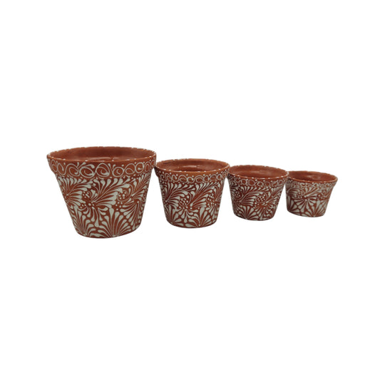 Set of 4 Talavera Flower Pots - white background product view 3