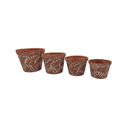 Set of 4 Talavera Flower Pots - white background product view 4