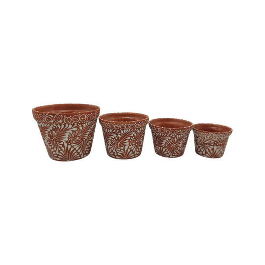Set of 4 Talavera Flower Pots - white background product view 5