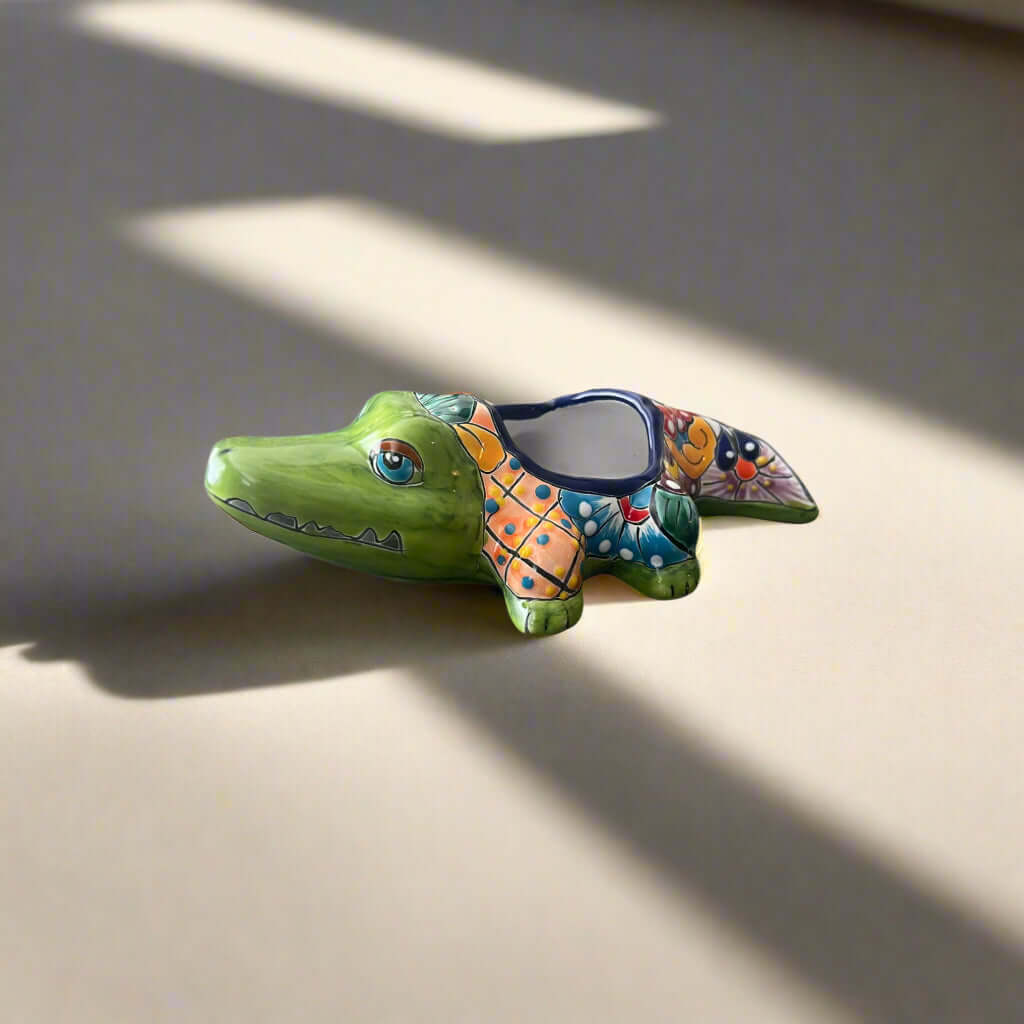Small Talavera Alligator Planter – Handmade Ceramic Pot